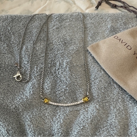 David Yurman Sterling Silver Bar Necklace With 18k Yellow Gold - Picture 3 of 14